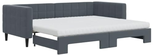 vidaXL Tagesbett Ausziehbar mit Matratzen Dunkelgrau 90x200 cm Samt