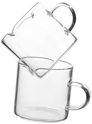 PAMINGONO 2stücke Glas Kaffeetassen Espresso Tassen Glas Kleine Trinkbecher Milchkännchen Espresso Gläser Für Kaffee Und Tee