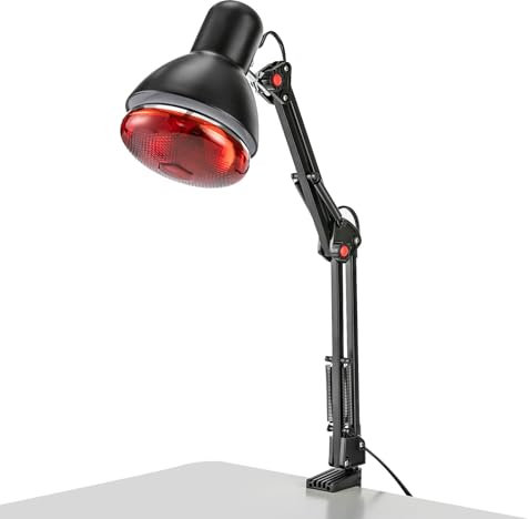 Qussse Infrarotlampe Wärmelampe, 150W Infrarotlicht Heimgebrauch 360° Einstellbarer mit Klemme für Jugendliche Erwachsene Senioren