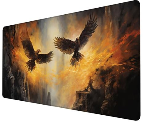 XXL Speed Gaming Mauspad (Adler) (700x300x3mm), XXL Mousepad Tischunterlage Large Size, WassXerdicht Anti-Rutsch Vernähte Kanten, für PC, Laptop Verbessert Präzision und Geschwindigkeit (Schwarz 7-XP