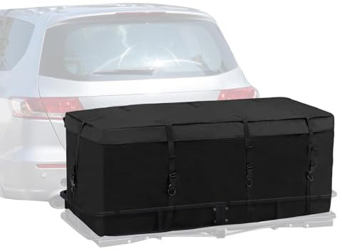 Gaxcent 2 IN 1 Dachgepäckträger & Dachbox, Heckbox Hintere Gepäckbox Gepäcktasche für Anhängerkupplung mit Riemen, wasserdichte Dachtaschen für Reisen und Gepäcktransport,Schwarz