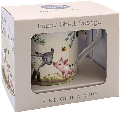 The Leonardo Collection Paper Shed Design Lamb & Piglet Mug for Home & Kitchen | Stylish Ceramic Mugs for Tea & Coffee | Lovely Cup Set for Mens Gifts & Birthday Gifts for Women