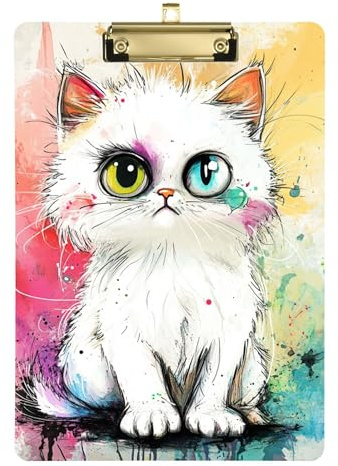 Cartoon Cool American Cat Acryl-Klemmbrett A4 Größe 31,8 x 22,9 cm Metall Klemmbrett Ordner mit niedrigem Profil Clip für Trainer Laborzubehör