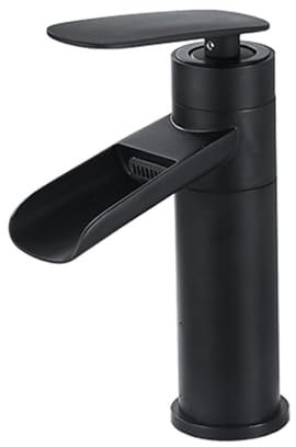 Küchenspüle-Wasserhahn, Badezimmer-Waschbecken-Wasserhahn, Wasserfall, schwarz, 360° drehbar, Einloch-Waschtischarmatur aus Messing, antiker Messing-Wasserfall, Badezimmer-Waschtischarmatur, einfache