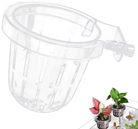 Aquarium Plant Holders, Hydroponic Fish Tank Basket, Authentic Secure Aquatic 2.76x3.54in, Easy to Use Aquarium Plant Holder, Clear Hanging Planter for Water Feature Decoration