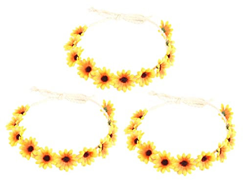 BESPORTBLE Blumenstirnband Hawaii Haarschmuck Mit Kunstblumen Für Festivals Hochzeiten Partys Und Fotografie Gelb Brautblumenkranz Und Blumenkranz Für Damen
