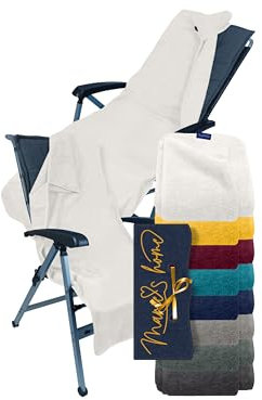 Marie´s Home Frottee - Schonbezug für Gartenstuhl und Gartenliege Gartenstuhlauflagen 60x130 für Campingstuhl Campingliege Klappstühle Saunaliege Strandliegen Poolliegen, 60 x 130 cm, weiß