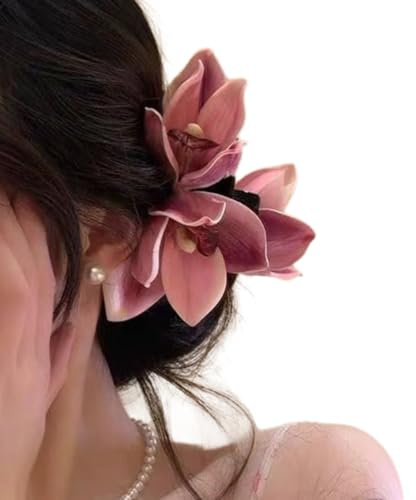 SLXLYH Elegante Orchideen-Haarklammer für Damen und Teenager, mit sicherem Griff, für verschiedene Frisuren und Themenanlässe (Rose)