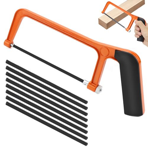 Mumjooyi Mini Seghetto Junior Seghetto Sega ad Arco Mini Sega Manuale Seghetto in Metallo con 8 Lame Sostituibili per Tagliare Metallo Plastica Legno Lame Seghetto Alternativo Legno