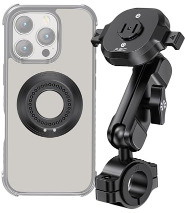 A2C Handyhalterung Motorrad, [Ein-Klick-Entriegelung] Handyhalterung Fahrrad mit Schnellverschluss und 360°-Drehung für iPhone 16, 15, 14, 13, Samsung S24 Ultra, Smartphone