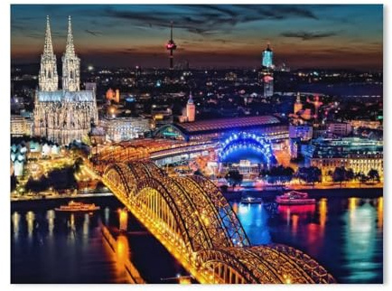 GSBRSNTS 3D DIY Diamond Painting Set,Unesco-Weltkulturerbe Kölner Dom,Runder Diamant-Kreuzstich, handgestickte Familie Wanddekoration Malerei(50 x 60 cm/19.68 x 23.62 Zoll)-Z67