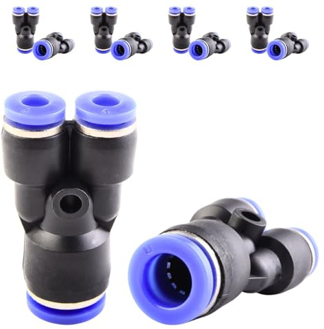 ANGEEK10 piezas Conector en Y de 3 vías de 8-4 mm, racor neumático reductor, conectores de acoplamiento rápido, racores rápidos de plástico de 3 vías