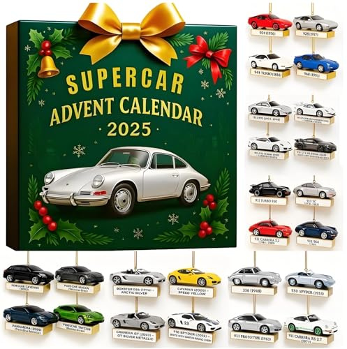Adventskalender 2025, 24 Tage 2D Acryl Ornamente mit Countdown, Automotive Motorrad Advents Kalender 2025 For Tree Window Wall Door Cars View Mirror Decors