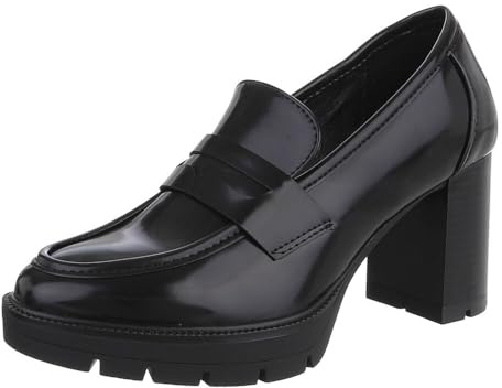 Ital Design Damen Pumps mit Blockabsatz, runde Spitze