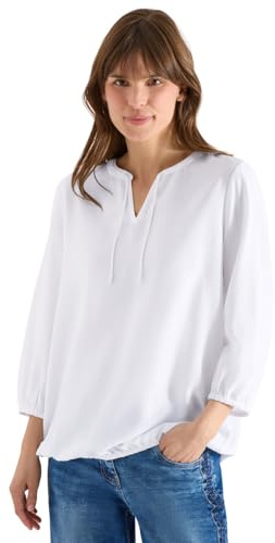 Cecil Damen 3/4-Arm Bluse mit Split Neck und Bändern