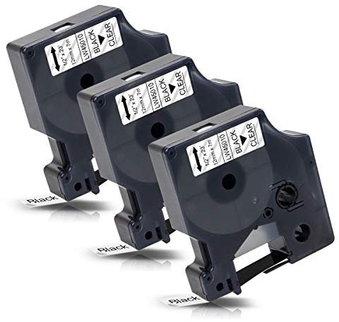Labelwell 3x 45010 Transparent Kompatibel Labelpoint 250 150 100 Etikettenband Ersatz für Dynmo 45010 S0720500 12mm x 7m für Dynmo LabelManager 160 PNP 210D 360D 280 420P 500TS Labelwriter 450 Duo