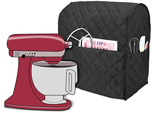 Luxja Protective Dust Cover for KitchenAid Pastry Processor and Additional Accessories (Suitable for 4.3 Litre and 4.8 Litre KitchenAid Dough Processor), Black Quilted