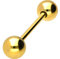 PIERCINGLINE Titan Barbell 2 KUGELN Piercing Stab Zunge Brust Intim Ohr Goldfarben 6 x 1,6 x 12 mm