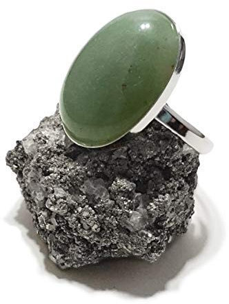 925 Silber Ring mit Grüner Aventurin-Quarz (Naturstein) 25x18mm - Alle Größen von festen oder verstellbaren Ringen, von XS bis XXXL, für Männer für Frauen - Kostenlose Geschenkbox