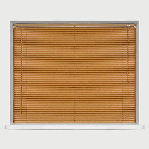 Optimal Products PVC Window Venetian Blinds Strong Trimmable Easy Fit Child Safe Home Office Blind Black Cream White Silver Teak And Natural (Teak, 75 x 150 cm)