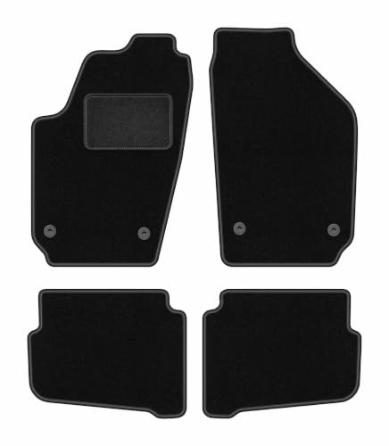Velours-Fußmatten passend für Volkswagen Polo IV 9N 2001-2009, Schwarz, LUX | passend für Schrägheck; Velours-Teppich (Polypropylen), ca. 6,5 mm