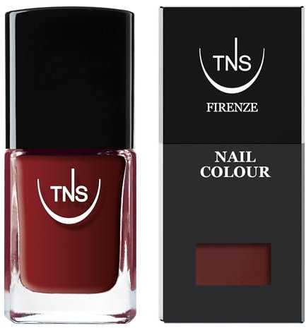 TNS Cosmetics - Aubergine smalto marrone-bordeaux formula professionale, coprente e brillante. 10 ml