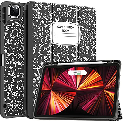 Soke Funda para iPad Pro 11 (M2) 2022/2021/2020 con soporte para lápices, protección de cuerpo completo + carga de lápiz Apple + encendido y apagado automático], cubierta trasera de TPU suave para
