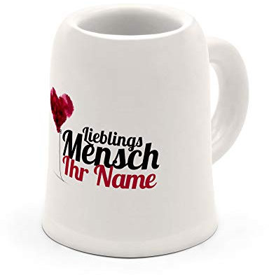 printplanet - Schnapsglas mit Namen oder Wunschtext selbst gestalten - Mini Bierkrug personalisieren und bedrucken – Motiv: Lieblingsmensch