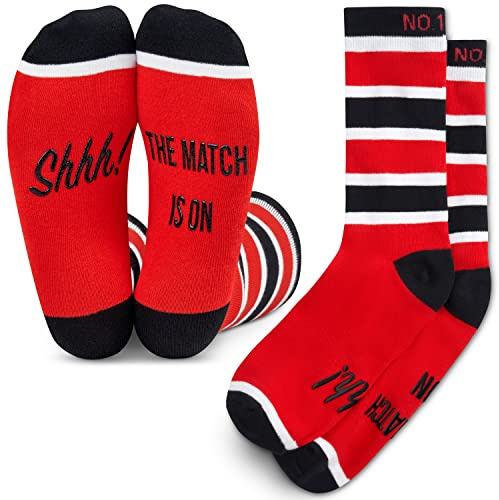 Football Fan Lounge Socks - Great Gift For Football Fans - 'Shhh! The Match Is On' (Black/Red/White)