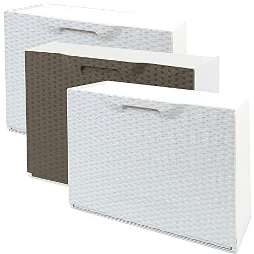 Pack de 3 zapateros color blanco y zapatero en color marron de polipropileno ACABADO RATTAN