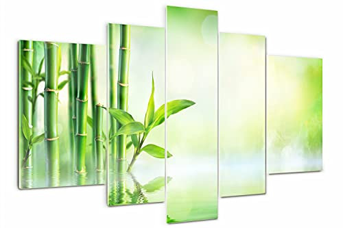 Tulup Glasbild 170x100cm Gehärtetem Sicherheitsglas Wandkunst Deko Wandbild 5 Teile Küche & Wohnzimmer Akrylglas - Bambus