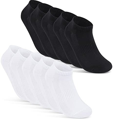 Damen Sneaker Socken 10 Paar Weiße Sportsocken 35-38 Baumwolle 16510 (Schwarz Weiß)
