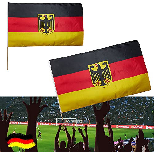 Fanartikel WM EM │2er Set Stabfahne Bundesadler 90x60 cm │Fanmeile Public Viewing │schwarz rot gold (2 x Stabfahne Adler 90x60cm)
