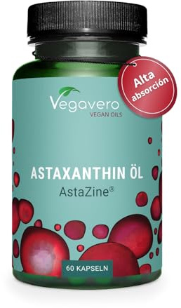 Vegavero Astaxanthin Öl Kapseln hochdosiert (60 vegane Kapseln) - 8 mg natürliches Astaxanthin - Markenrohstoff AstaZine aus Haematococcus Pluvialis Alge - In MCT-Öl für höchste Bioverfügbarkeit
