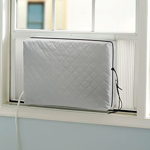 HOXHA Indoor Air Conditioner Cover, AC Unit Window Cover for Inside Double Insulation with Elastic Drawstring 21L x 15H x 3.5D inches