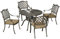 Outsunny 4 Seater Outdoor Dining Set Antique Cast Aluminium Garden Furniture Set with Cushions Round Dining Table with Parasol Hole, Bronze
