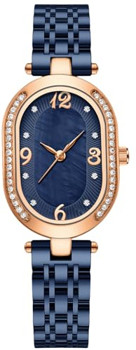 RORIOS Mode Damen Armbanduhr Analog Quarz Armbanduhr mit Edelstahlarmband Frauen Uhren Ovales Diamantzifferblatt Elegant Uhren für Damen