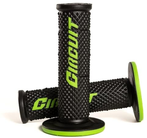 Equipaggiamento del Circuito - Circuit V Manopola Moto - Blocco Interno, polimero e Texture Full Diamond - Nero/Verde - Uso off-Road e Dual-Sport