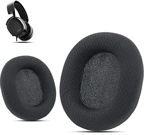 Krone Kalpasmos SteelSeries Ersatz-Ohrpolster, weiche Kissen, kompatibel mit SteelSeries Arctis 7 Ohrpolstern und SteelSeries Arctis 7, 1, Pro, 3, 5, 7+, 7P, 7X, 9, Nova Pro, Prime, Schwarz