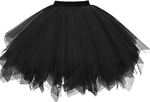 Dressever Damen Tüllrock 50er Rockabilly Petticoat Retro Tutu Ballet Cosplay Prom Abendkleider Anlass Schwarz XX-Large