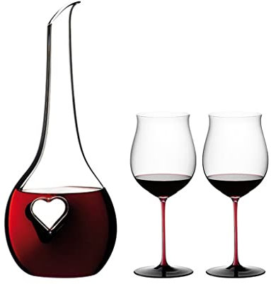 Juego de Copas de Cristal Hechas a Mano, Copa de Vino Tinto n.º 3 Copas de Vino Grandes, Juego de Tres (D Gris Claro)