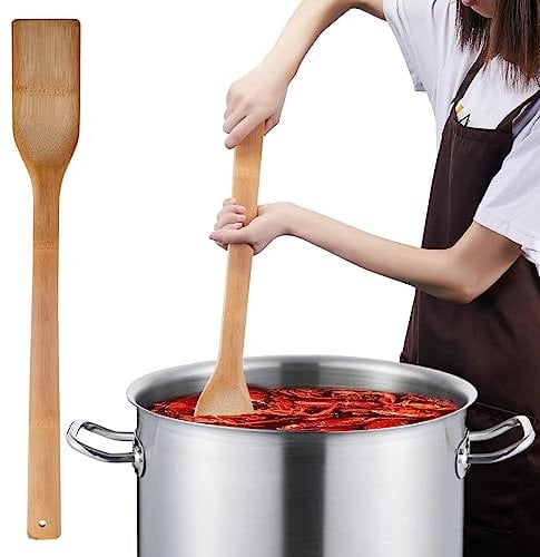ROZJOVU 24 Inch Stirring Long Handle Bamboo Spoons Wooden Stir Sticks Extra Wide Kitchen Aid Bamboo Spatula Flat Paddle for Cajun Crawfish Seafood Cooking.