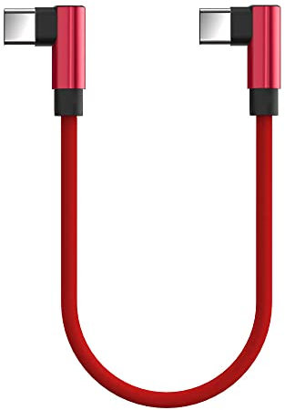 TECHGEAR USB-C to USB-C Cable 90-Degree (30cm, Red) – Short Right Angle Fast Charging & Data Cable, USB 3.1 for Samsung S25 S24 S23 S22, iPad A16, Pixel, OnePlus, Oppo, Gaming & Work Use
