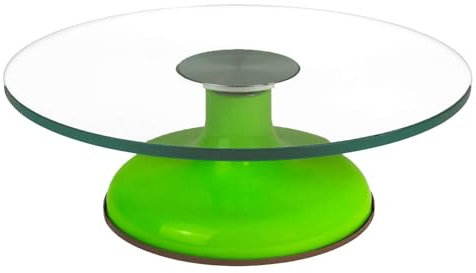 INTIRILIFE Kuchenplatte drehbarer Tortenständer mit rutschfestem Standfuß in Grün - 30 x 10 cm - Teller Platte für Kuchen Torten Runde Servierplatte für Gebäck