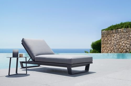 Au jardin de Chloé Bain de Soleil lit de Piscine Design Haut de Gamme en Aluminium avec Coussin Gris Moderne