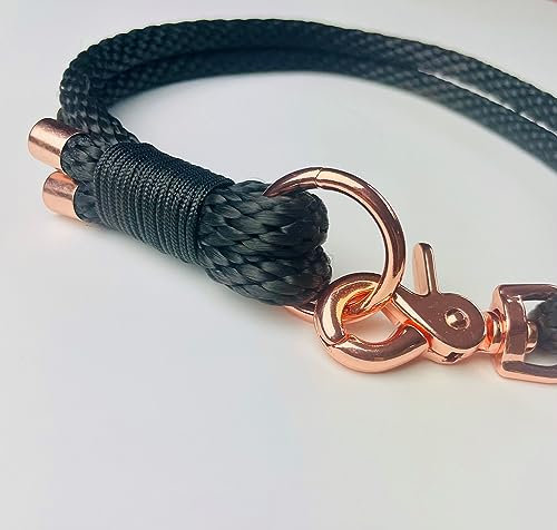 Stunning Black Rope Dog Collar (20 inch, Black binding)