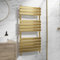DuraTherm® 1200 x 600mm Flat Panel Heated Towel Rail Radiator Modern Central Heating Bathroom Warmer Wall Mounted Ladder Rad, Brushed Brass