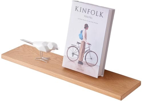 Gieanoo Schweberegal Holz, Wandregal Eiche 40cm kleines Regalbrett Eiche Wandboard Gewürzregal Regalbrett für Badezimmer, Schlafzimmer, Wohnzimmer, Küche, Office