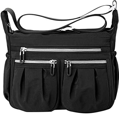 UnoSheng Hose Herren Taschen Umhängetasche für Damen, geräumig, mehrere Taschen, Damen, Crossbody-Geldbörse, modisch, Tragetasche mit oben Aigner Taschen Damen (Black, One Size)