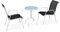 QJBSAVVA 3-TLG Bistro-Set, eckbank fußhocker schminktisch Stuhl polsterbank Geeignet für Innenhof Balkon Parks Strand Stahl Schwarz